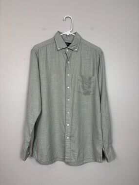 Rodd and Gunn Shirt Mens Med Gray Sports Fit Italian Fabric Long Sleeve
